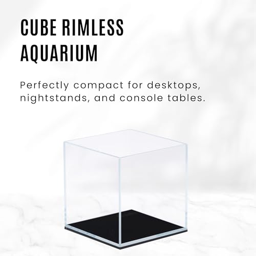 Image of Ultum Nature Systems Ultra Clear Rimless Aquarium - Low Iron Glass Fish Tank with 45 Mitered Edges, 5mm-12mm Thick, Leveling Mat Included (16C, Cube, 1 Gallon)