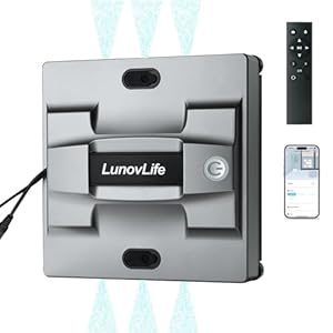 LunovLife Fensterputzroboter 5600Pa mit 4-Düsen Sprühsystem, Fenstersauger für Rahmenlose Fenster, App & Fernbedienung, Automatischer Fensterreiniger