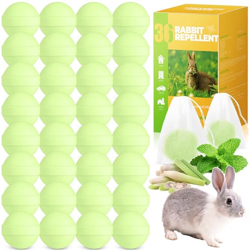 36 Pack Peppermint Rabbit Repellent, Rabbit & Deer Repellent Ball for Plant Yard Garden Outdoor, Rabbits Deterrent for Outdoor, Keep Deers and Rabbits Out Natural Ingredients Pet Safe