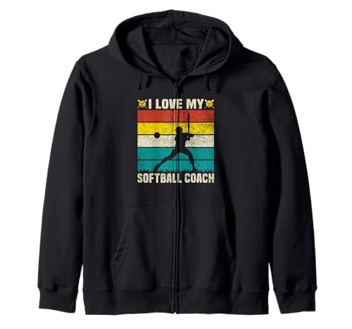 Retro Vintage Style I Love My Softball Coach Sudadera con Capucha