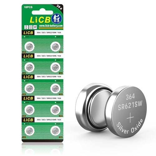 LiCB 10 Pack SR621SW 364 Batería para Reloj