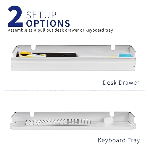 Image of VIVO Large 33 inch Under Desk Slide Out Storage Drawer Organizer, White, DESK-DR33-W