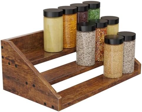 Amazon.com: 3 Tier Wood Spice Rack Organizer for Cabinet, Super Sturdy ...