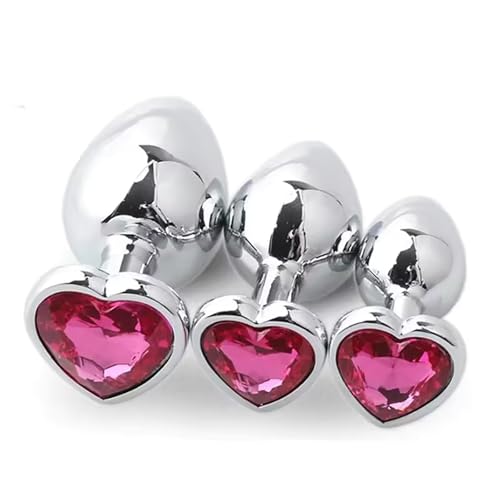 3 PCS Butt Plug Stainless Steel Anal Plug in 3 Sizes Anal Sex Toys for Men Women Non-Slip Butt Plug Set Washable Rustproof for Gay Couples (7cm 8.2cm 9cm) (Pink)