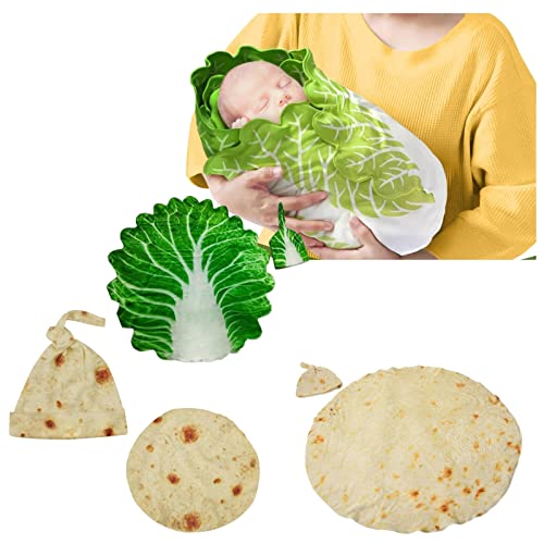 Image of Baby Boy Blankets Newborn Girl Baby Wrap Burrito Swaddle Blanket Tortilla Simulation Chinese Cabbage Funny Sleeping Blanket Green