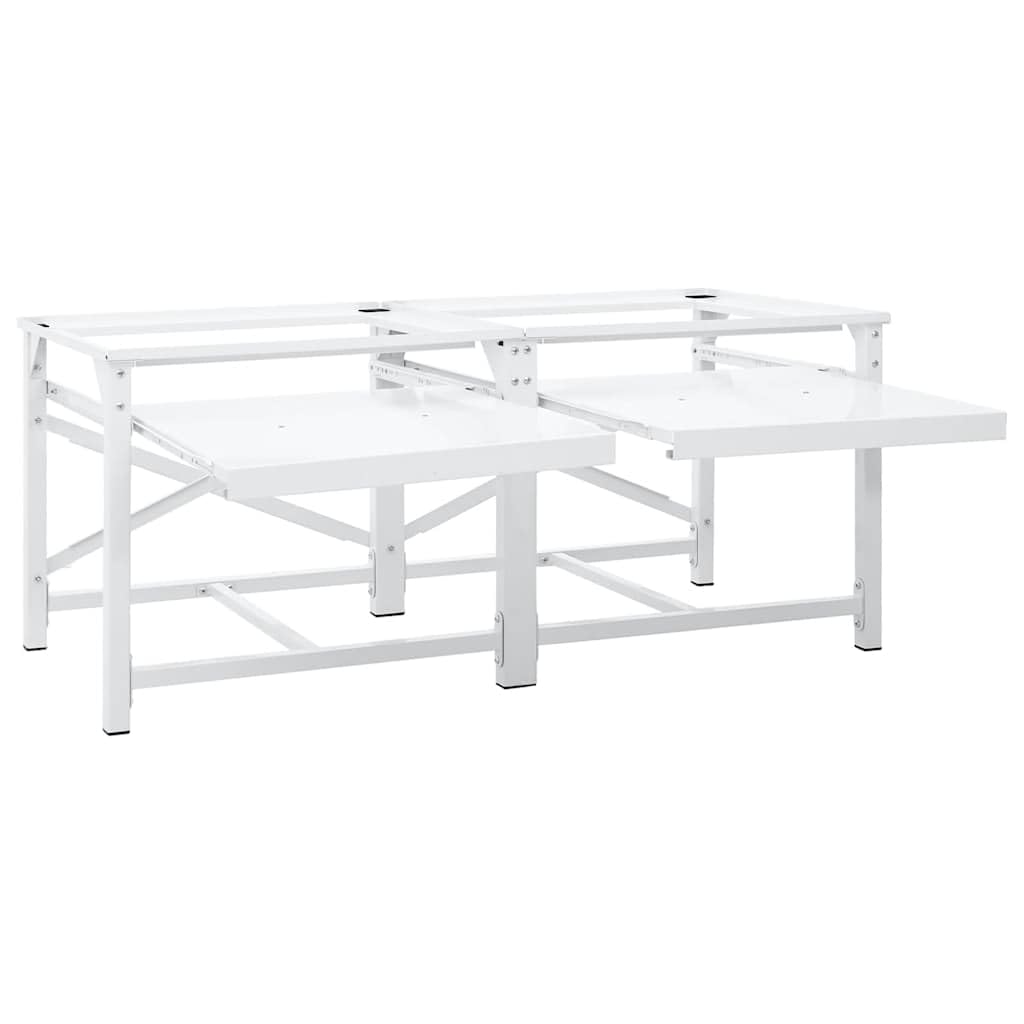 Soporte para lavadora de acero blanco 120 x 56 x 52 cm con 2 estantes y almohadillas antideslizantes de 200 kg para accesorios de lavadora