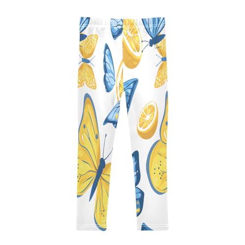 Toddler Girls Leggings Printed Yoga Pants Leggings Blue Butterfly Lemon for Kids2