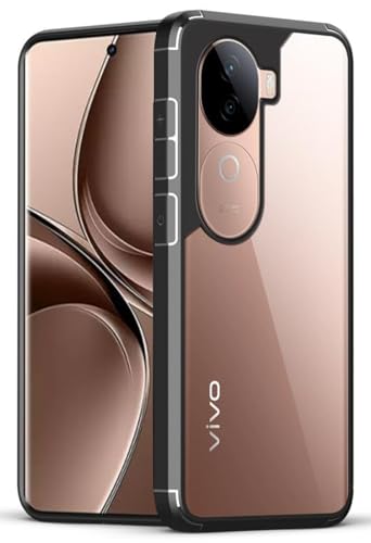 Image of SHINESTAR Ultra Slim Clear Back Cover for Vivo V40e / iQOO Z9s 5G, Transparent Hybrid Hard Shell Plastic & Soft Silicone Rubber Bumper, Non-Yellow Acrylic Protective Cover - Black
