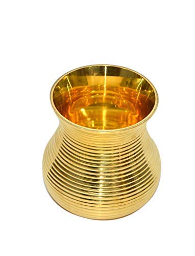 Aatm Brass Designer Kalash Lota for Pooja and Drinkware Height 3.3 Inches