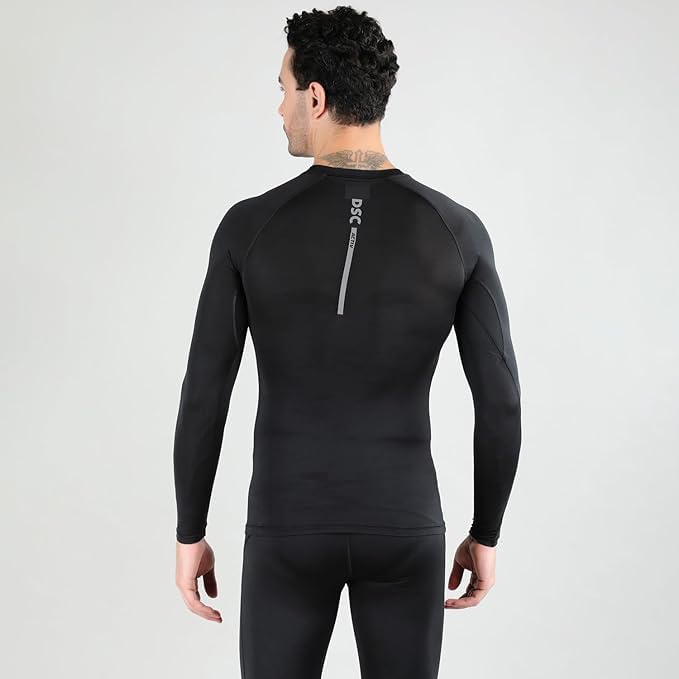 Image of DSC Mens Full Sleeve Compression T-Shirt - Breathable Base Layer for Cricket, Gym - Skin-Fit Performance Activewear for Training, and Fitness Activities