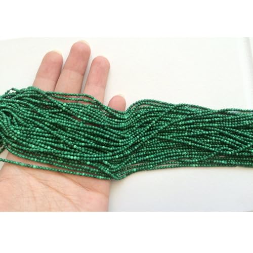 Perles malachite vertes 2mm pour création de bijoux faits main DIY - 3