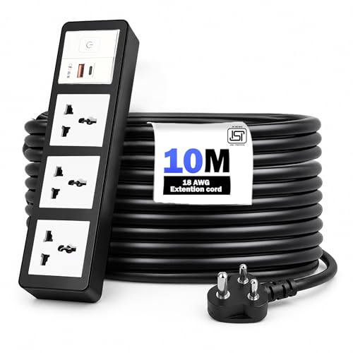 Image of MX 35W Extension Board PD GaN Charger Super Fast Charging 1 USB-A + C, 3 Universal 6 /13A AC Sockets (4000W) Multiport Desktop Power Strip for iPhone Android Laptop Tablet Charging Station 10M Cable