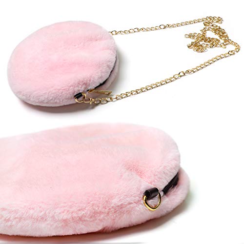 Sac à main en fourrure à DEL pour enfants - Léger - Sac à main en peluche pour cellulaire et portefeuille - Avec sangle de chaîne - Licorne - Cadeau de Noël pour femme et adolescente - Rose - Taille U Cover