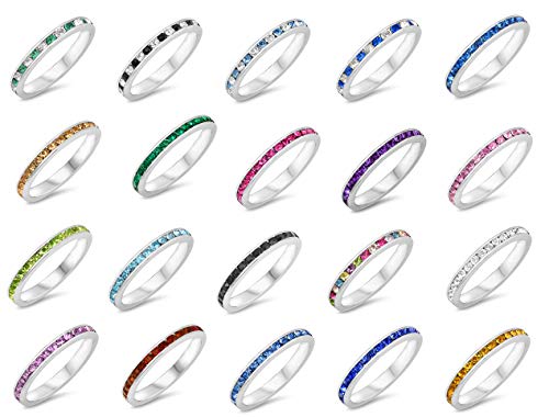 CloseoutWarehouse Simulated Amethyst Cubic Zirconia Channel Set Eternity Ring Sterling Silver2