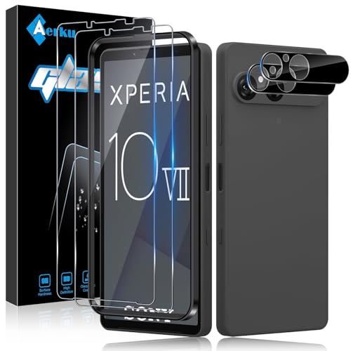 Aerku Verre Trempé pour Sony Xperia 10 VII avec Caméra Arrière Protecteur [2+2 Pièces], Dureté 9H Protection écran Ultra HD Ultra Résistant Film Vitre