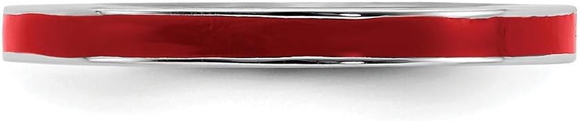 Solid 925 Sterling Silver Stackable Red Enameled 2.25mm Ring Eternity Band