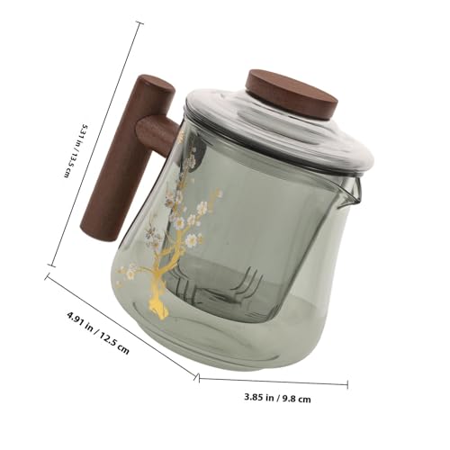 Tetera de vidrio con mango de madera que no quema para servir té seguro 3