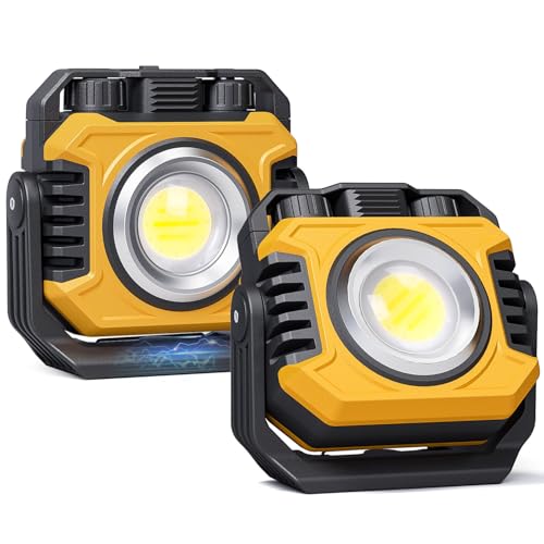 Samyoung 2 Pack 2400LM Magnetic Rechargeable Work Light, 28 Hours Long Lasting Stepless 2700-8000K...