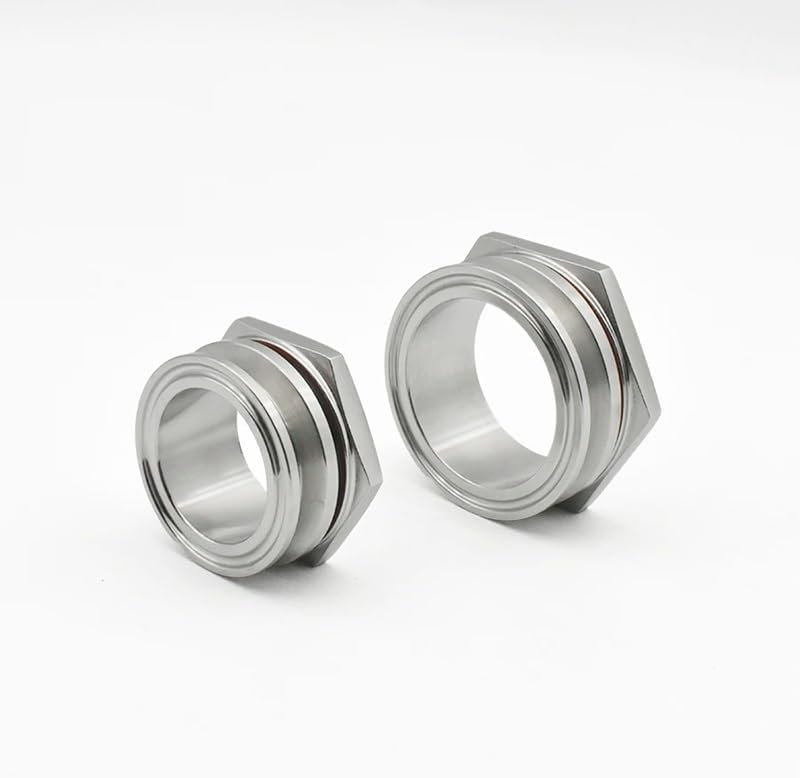 Tri-Clover Fitting, 1PC Sanitory Tri Clamp Kettle Weldless Bulkhead, Tri-Clover Homebrew Bulkhead Compression Fitting 304 Stainless Steel 1.5""2"" Silver (Size : 1.5inch)