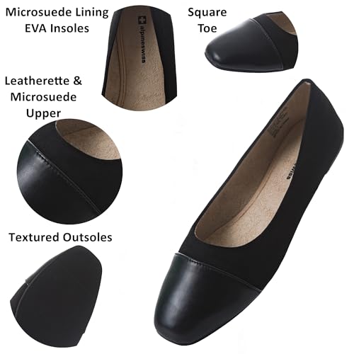 Alpine Swiss Tory Womens Square Toe Ballet Flats Cap Toe Slip On Comfort Shoes2