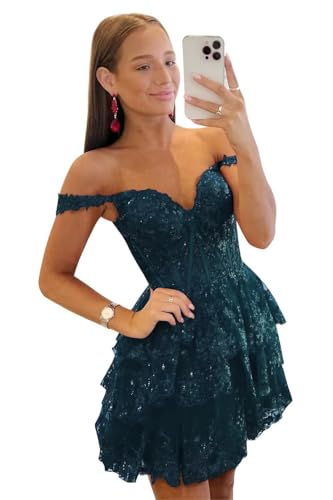 Short Lace Appliques Homecoming Dresses for Teens 2024 Corset Prom Dress Puffy Evening Formal Gown