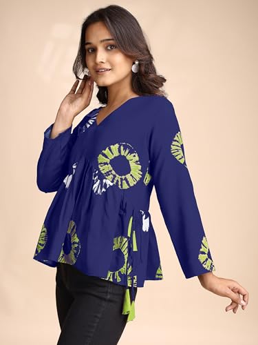 Image of Youthnic Women's Poly Rayon Printed Alia Cut Peplum Top | Top for Office | Women's Tunics | Short Kurti Women| Regular Fit