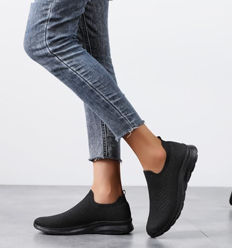 Women's Athletic Slip On Walking Shoes Comfortable Lightweight Breathable Sock Shoe Casual Mesh Non Slip Tennis Workout Running Sneakers