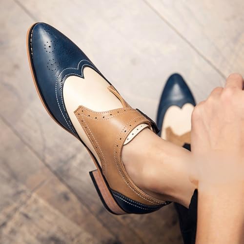 Two Tone Monk Brogue Dress Shoes for Mens Comfort Orthopedic Business Slip On Non Slip Rubber Sole Low Top Prom Round Toe Top-Grain Leather2