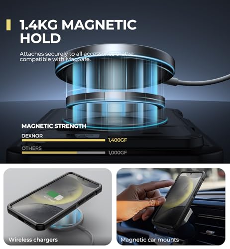 Image of Dexnor for Samsung Galaxy S25 Plus Case with Camera Cover & Adjustable Kickstand & Built-in Screen Protector, Magnetic Rugged Shockproof Bumper Cases Heavy-Duty Magnetic Protective Cover (2025),Black