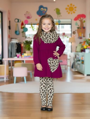 Image of Unique Baby Girls Kids Toddler 3pc Outfit Set Long Sleeve Lightweight Tunic Top Leggings and Scarf