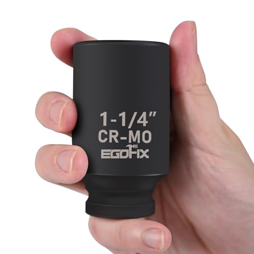 Image of 1 /2 inch Drive Deep Impact Socket, 1-1 /4 Inch SAE Socket, Heat-Treated CR-MO Anti-Rounding 6 Point for Easy Removal of Axle Nut