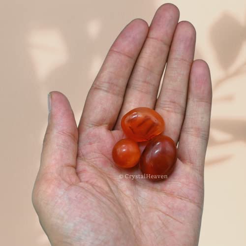 Image of Certified Carnelian Crystal Healing Tumbled Stone, Natural Polished Crystals for DIY Crafts, Manifestation, Meditation, Pooja Feng Shui and Reiki Healing (30 Grams)