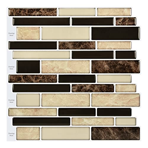 Carrelage autocollant 3D vinyle marron LONGKING, revêtement mural adhésif pour crédence cuisine