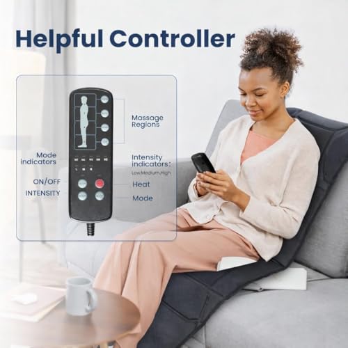 Image of COMFIER Full Body Massage Mat Pad for Bed, Massage Chair Pad with 10 Vibration Motors & 5 Massage Modes, Vibrating Heating Massage Mattress Pad for Back,Massager with Auto Shut Off, Velvet (Grey)