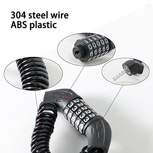 Bike Cable Lock, 5 Digit Combination Anti-Theft Portable Bicycle Lock,Hardened Steel Mini Bicycle Lock For Helmets, Bicycles, Luggage, Backpacks, Electric Scooter, Strollers Etc. #TOP5