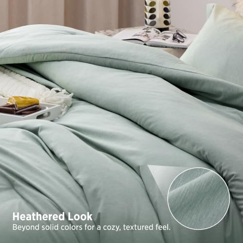 Image of Bedsure King Size Comforter Set - Mint Green Soft Bedding for All Seasons, Cationic Dyed Bed Set, 3 Pieces, 1 King Size Comforter (104 inchx90 inch) and 2 Pillow Shams (20 inchx36 inch+2 inch)
