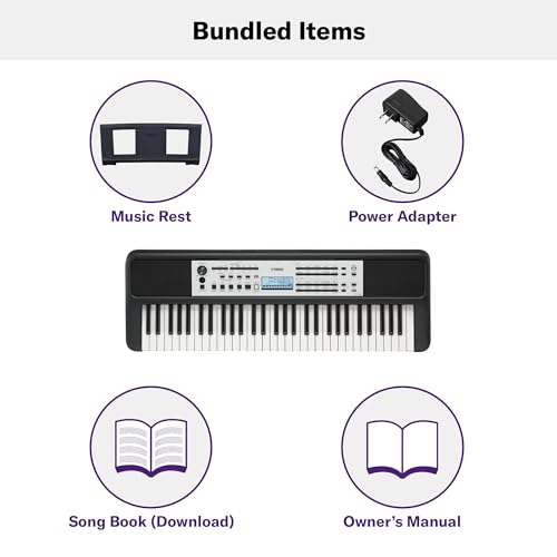 Image of Yamaha YPT-380 61-Key Touch Sensitive Portable Keyboard, Grand Piano Sound, Acoustic Piano Touch with Power Adapter YPT380
