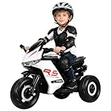 HONEYWHALE Moto Electrica Infantil Niño, Triciclo con Modo de Retroceso, Carro Electrico Niño Montable con Luz Led y...