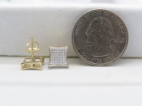 Dazzlingrock Collection 0.15 Carat (ctw) Round White Diamond 7.87mm Micro Pave Hip Hop Studs in 18K Yellow Gold Plated Sterling Silver, Screw Back, Unisex Design Ladies, Mens Real Diamond Earrings3