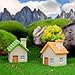 JANOU 6Pcs Mini House Micro Landscape Miniature Decoration Resin Figurine Plant Pot Fairy Garden Ornament