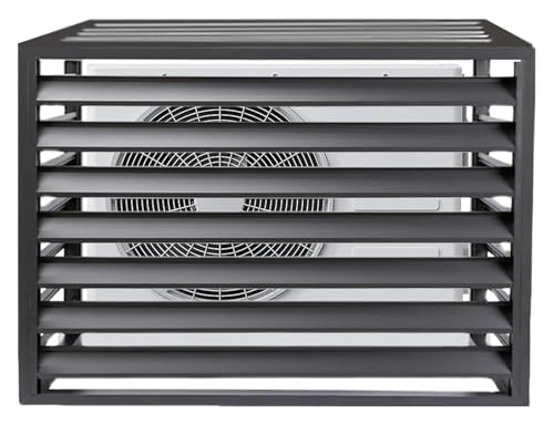 エアコン室外機カバー, ルーバー室外機カバー, 屋外用エアコンカバー プライバシースクリーン 厚板エアコンラック バルコニー デッキ ガーデン 屋根用(Black B,1.5p: L100*W50*H70cm)