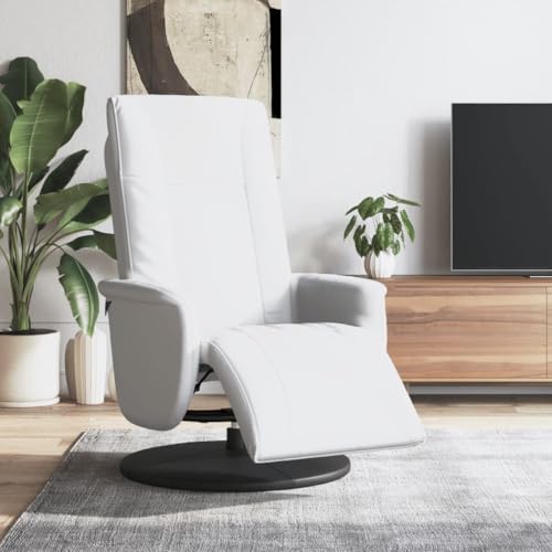 Runheo Sillón de relax con reposapiés, piel sintética, giratoria 360°, reclinable, cómoda silla para salón, dormitorio, oficina, adulto, carga máxima de 110 kg