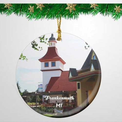 Frankenmuth River Place Shops Michigan USA Christmas Ornament Travel Souvenir Personalized Christmas Tree Pendant Hanging Decoration 3 in