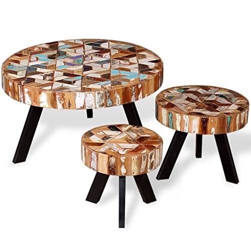Table d'appoint en bois massif robuste et fer au design industriel