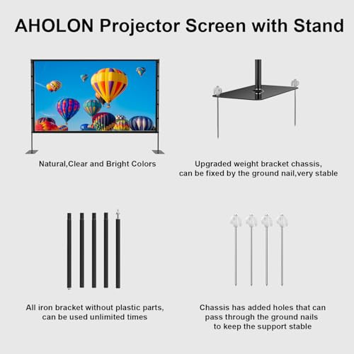 undefined Outdoor Projector Screen with Stand - 120 inch Portable Projector Screens Indoor Outdoor Projector Screen 16:9 4K HD Outdoor Movie Screen with Carry Bag,Enioy Home Theater Projection Screen. の商品画像 3