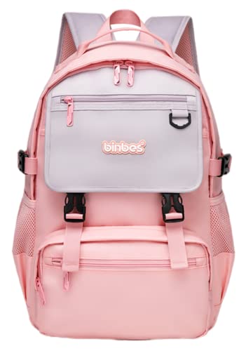 Tiowo Enfants École Sac À Dos pour Filles et Garçons de Grande Capacité Voyage Sacs d'école Léger Étanche Cartable Style Académique Décontracté Sac de montagne (Rose) Cover