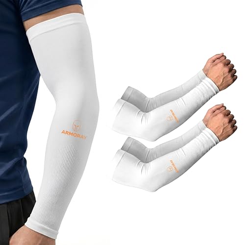 Image of ARMORAY Arm Sleeves for Men or Women - Compression Warmers to Cover Tattoo - for Basketball Golf Running Football Cycling or Sun Protection