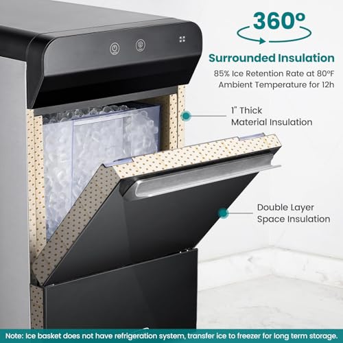 Gevi Household V2.0 Countertop Gemi Nugget Ice Maker Open and Pour Water Refill | Stainless Steel Housing | Fit Under Wall Cabinet | White