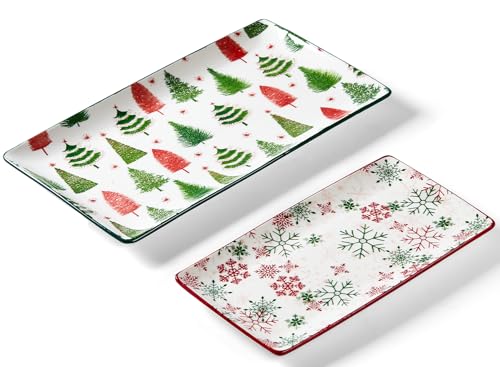 Christmas Large Serving Platters, Ceramic Rectangular Serving Pla...