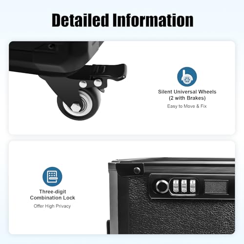 BRRIDE Maletín de cosméticos trolley maletín de tatuaje con soporte para reposabrazos, maletín de maquillaje con 3 cajones y cerradura de combinación y banco de trabajo, mesa de tatuaje soporte de - imagen 6